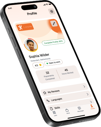 Cruits worker app front phone mockup